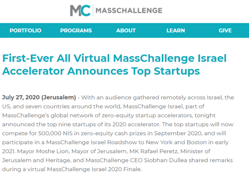Winner of MassChallenge Israel 2020
